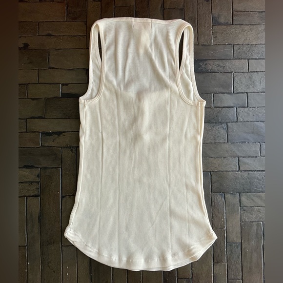 ANTHROPOLOGIE T.La IVORY RIBBED HENLEY TANK TOP - Picture 3 of 3